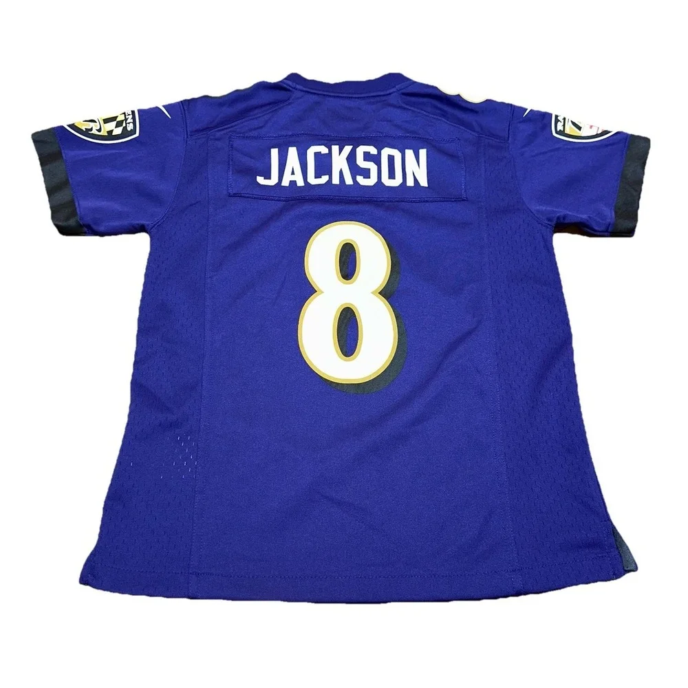 Nike NFL On Field Purple Jersey Baltimore Ravens #8 Lamar Jackson Youth Small‎ 8